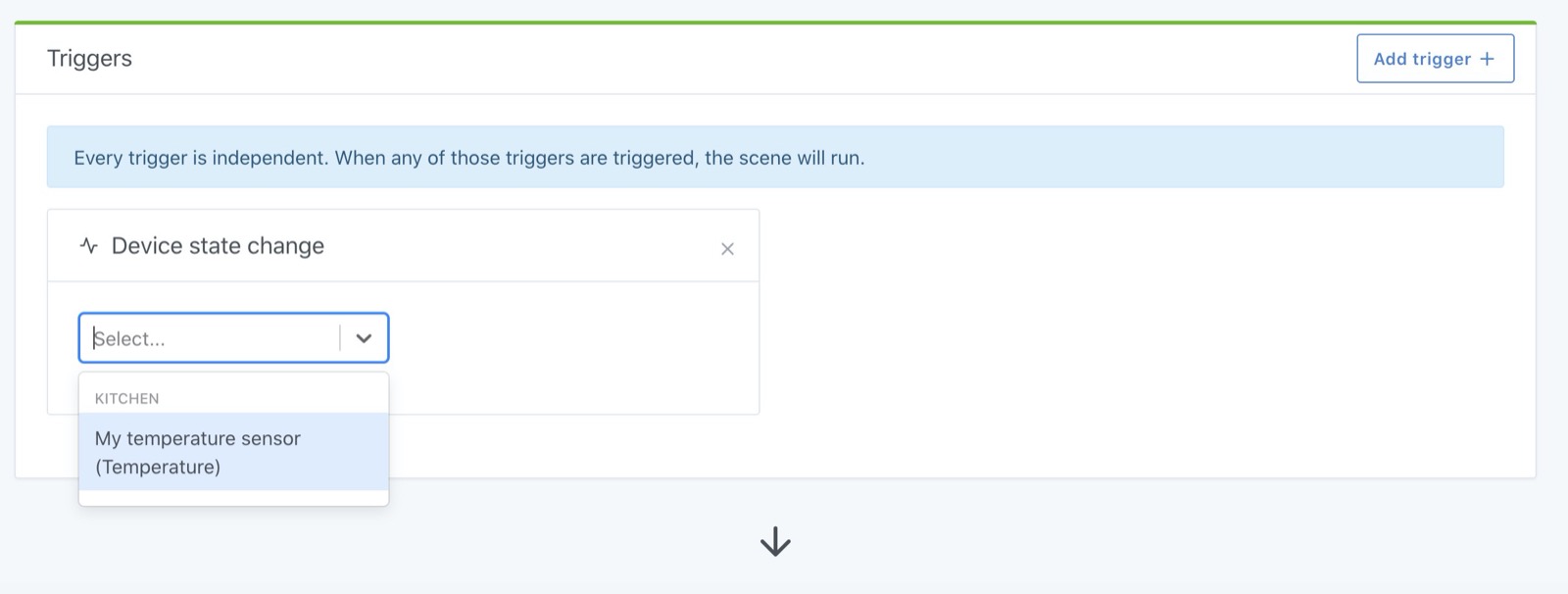 Trigger a scene when a device's state changes